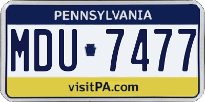PA license plate MDU7477
