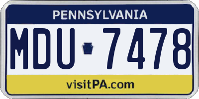 PA license plate MDU7478