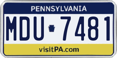 PA license plate MDU7481