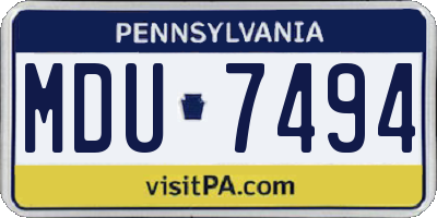 PA license plate MDU7494