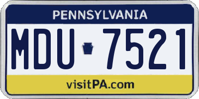 PA license plate MDU7521