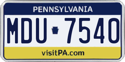 PA license plate MDU7540