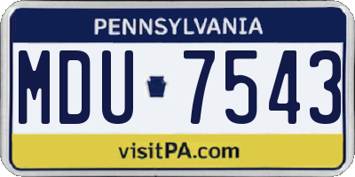 PA license plate MDU7543