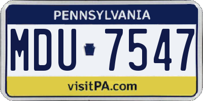PA license plate MDU7547