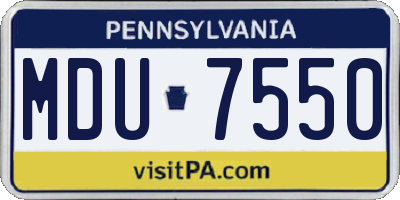 PA license plate MDU7550