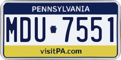 PA license plate MDU7551