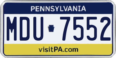 PA license plate MDU7552