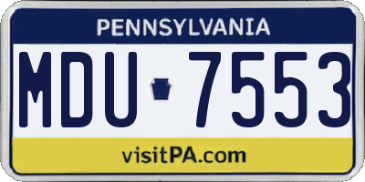 PA license plate MDU7553