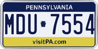 PA license plate MDU7554