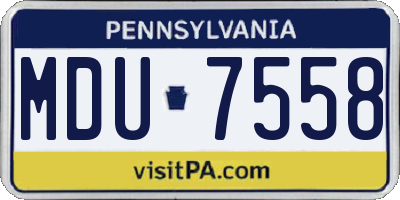 PA license plate MDU7558