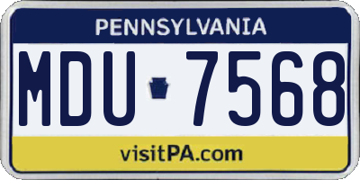 PA license plate MDU7568