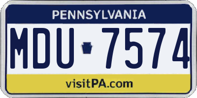 PA license plate MDU7574