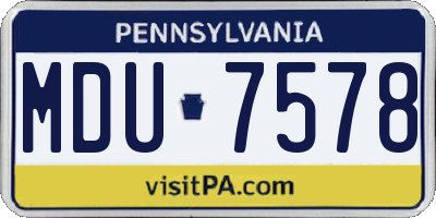 PA license plate MDU7578