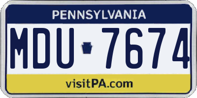 PA license plate MDU7674