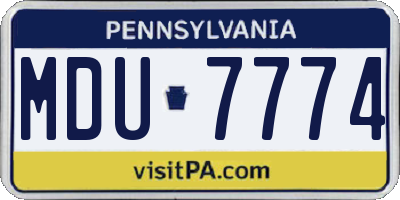 PA license plate MDU7774