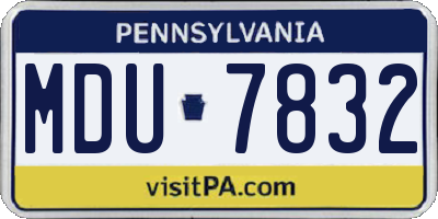 PA license plate MDU7832