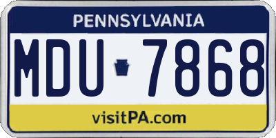 PA license plate MDU7868