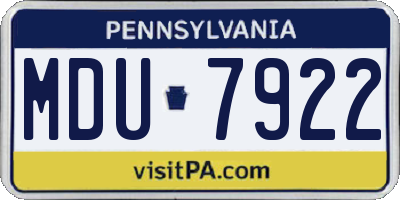 PA license plate MDU7922
