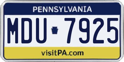 PA license plate MDU7925