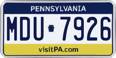 PA license plate MDU7926