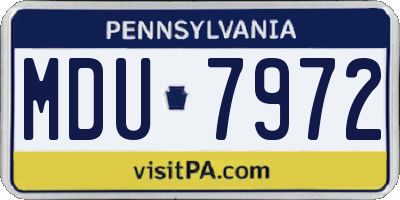 PA license plate MDU7972