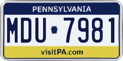 PA license plate MDU7981
