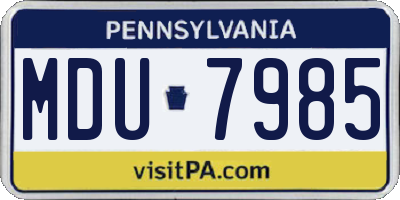 PA license plate MDU7985