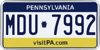 PA license plate MDU7992