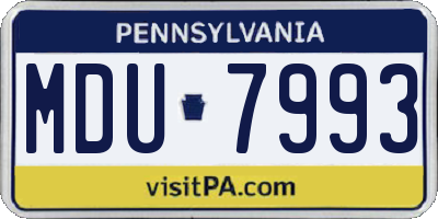 PA license plate MDU7993