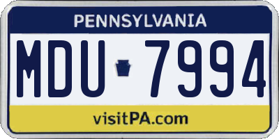 PA license plate MDU7994