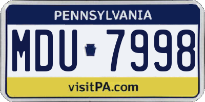 PA license plate MDU7998