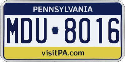 PA license plate MDU8016