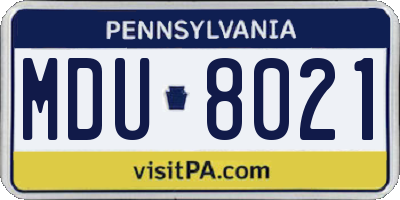 PA license plate MDU8021
