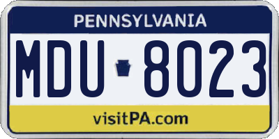 PA license plate MDU8023