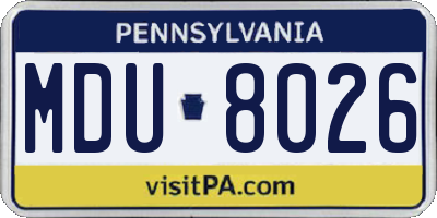 PA license plate MDU8026