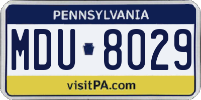 PA license plate MDU8029