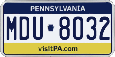 PA license plate MDU8032