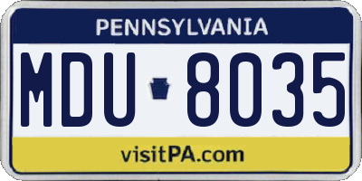 PA license plate MDU8035