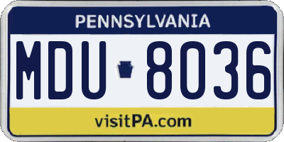 PA license plate MDU8036