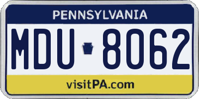 PA license plate MDU8062