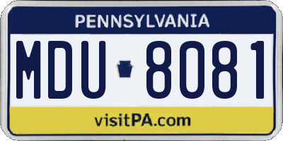 PA license plate MDU8081