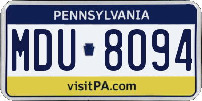 PA license plate MDU8094