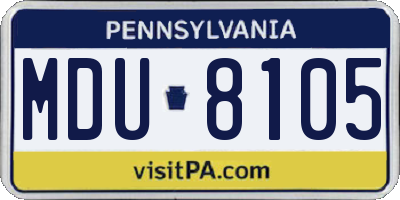PA license plate MDU8105