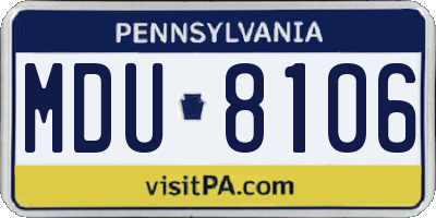PA license plate MDU8106