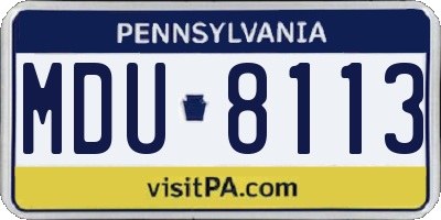 PA license plate MDU8113