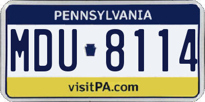PA license plate MDU8114