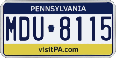 PA license plate MDU8115