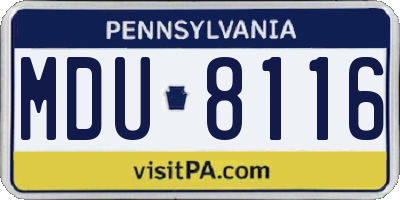 PA license plate MDU8116
