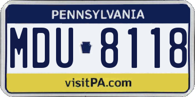 PA license plate MDU8118