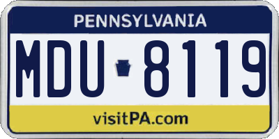 PA license plate MDU8119